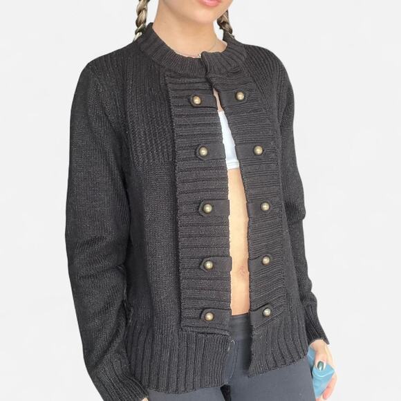 Black and brass cardigan ribbed - Picture 1 of 4